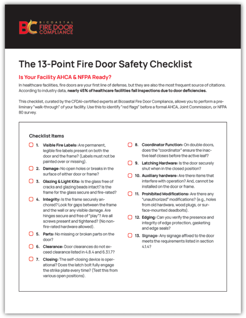 Fire door inspection checklist for NFPA 80 compliance